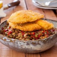 פילה דניס עם סלט עדשים חם